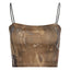 Printed Spaghetti-Strap Cropped Cami Top with a Square Neck