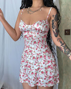 Floral Strappy Short-Sleeve Dress
