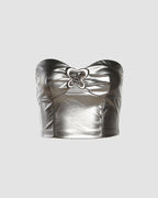 Strapless Cropped Top with Butterfly Details