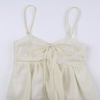 Strappy Ruffled Ruched Cami Top with a V-Neck