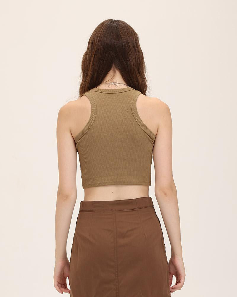 Ribbed Cropped Sleeveless Tank Top