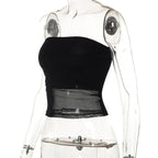Strapless Open-Back Mesh Top