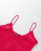 Crochet Strappy Mesh Maxi Dress