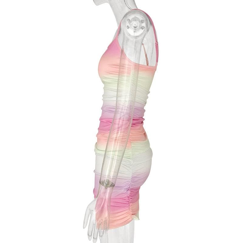 Ombré Square-Neck Strappy Dress with an Open Back