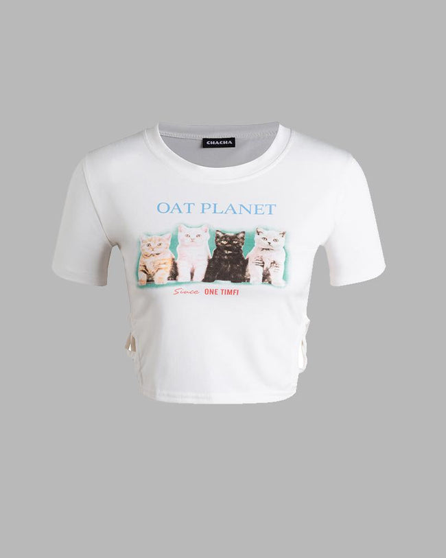 Printed Strappy Cropped T-Shirt Main image