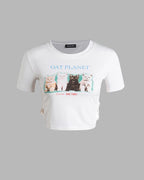 Printed Strappy Cropped T-Shirt