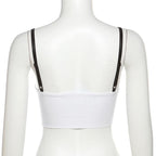 Lace Strappy Cropped Cami Top with an Open Back