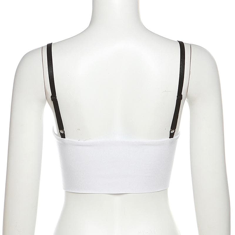 Lace Strappy Cropped Cami Top with an Open Back
