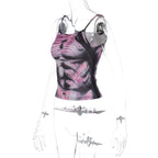 Strappy Open-Back Contrast-Detail Cami Top