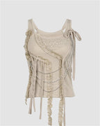 Strappy Sleeveless Top with Ruffle Details