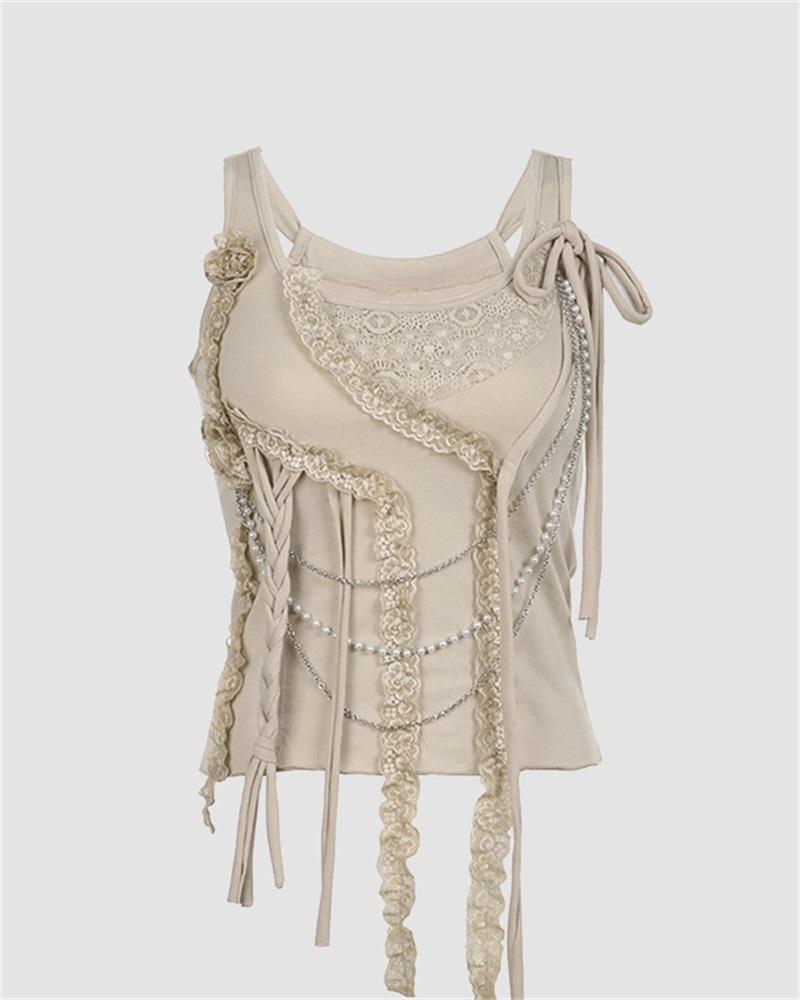 Strappy Sleeveless Top with Ruffle Details