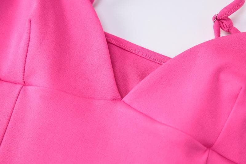 V-Neck Strappy Open-Back Mini Dress with a Split Detail