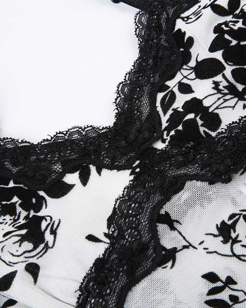 Floral Lace Strappy Cami Top