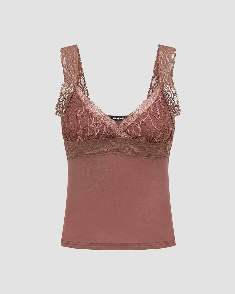 Strappy Cami Top with Lace Details