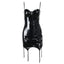 Sweetheart-Neck Faux-Leather Strappy Mini Dress