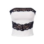 Lace Strapless Paneled Top with an Open Back
