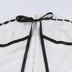 Strapless Open-Back Contrast-Detail Top with Button Details