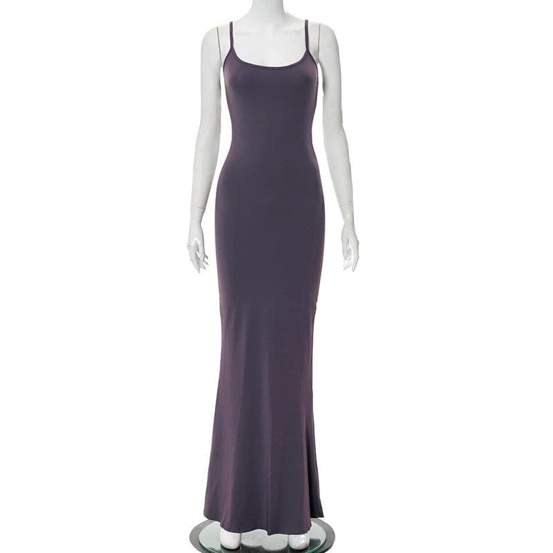 Mermaid Strappy Sleeveless Maxi Dress with a Square Neck