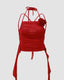 Wing-Detail Cropped Top with a Halter Neck
