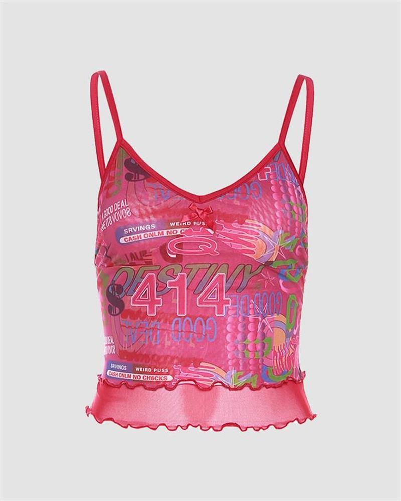 Strappy Mesh Cami Top