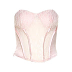 Sweetheart-Neck Strapless Zip-Front Corset Top with Lace Details