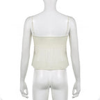 Strappy Ruffled Ruched Cami Top with a V-Neck