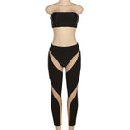 Strapless Contrast-Detail Sleeveless Co-Ord Set with an Open Back