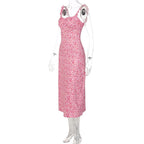 Printed Square-Neck Strappy Midi Dress