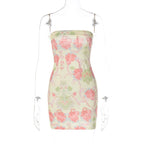 Floral Strapless Contrast-Detail Dress with an Open Back