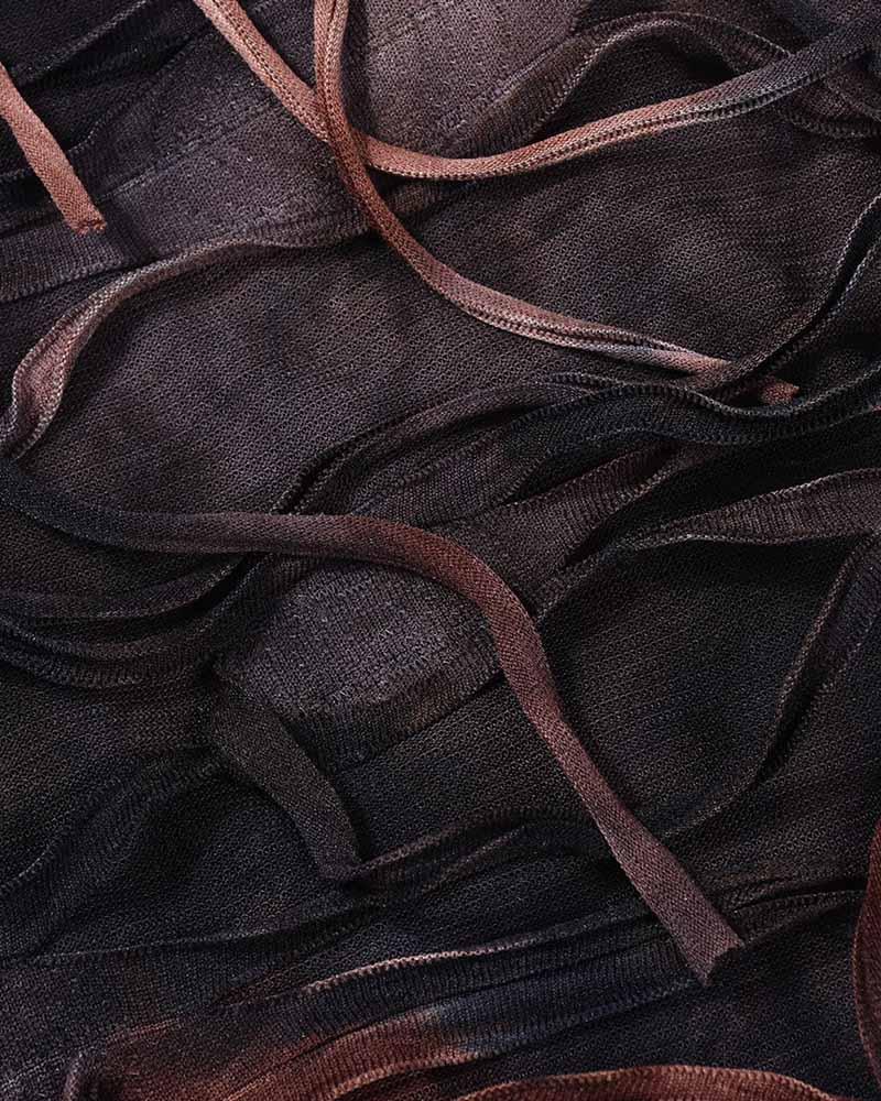 Halterneck Slit-Detail Long-Sleeve Maxi Dress