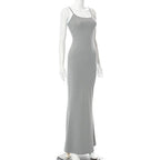 Mermaid Strappy Sleeveless Maxi Dress with a Square Neck