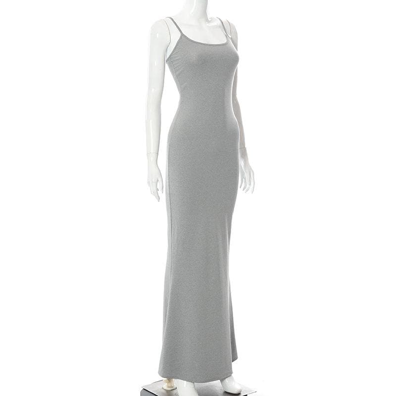Mermaid Strappy Sleeveless Maxi Dress with a Square Neck