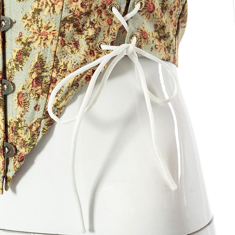 Floral Lace Ruffled Corset Top with Lace-Up Details