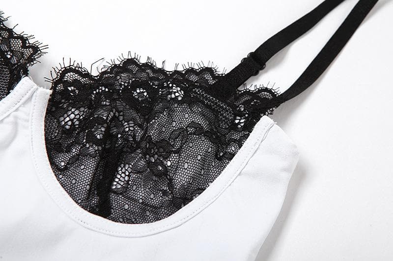 Lace Strappy Cropped Cami Top with an Open Back