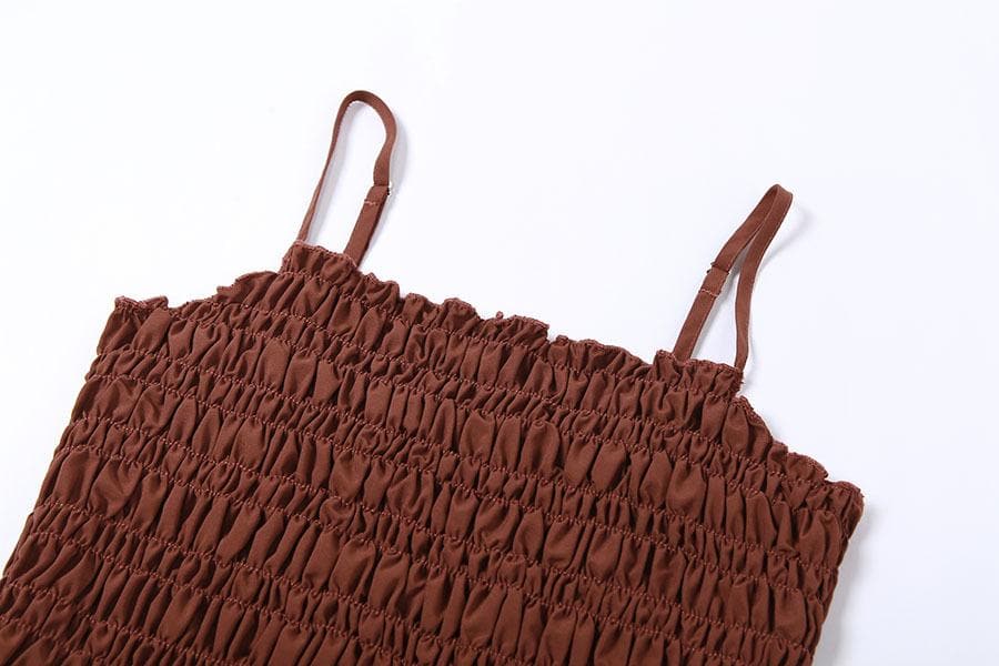 Strappy Open-Back Smocked Dress with Ruffle Details