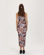 Ruched Long-Sleeve Tank Dress with Butterfly Details