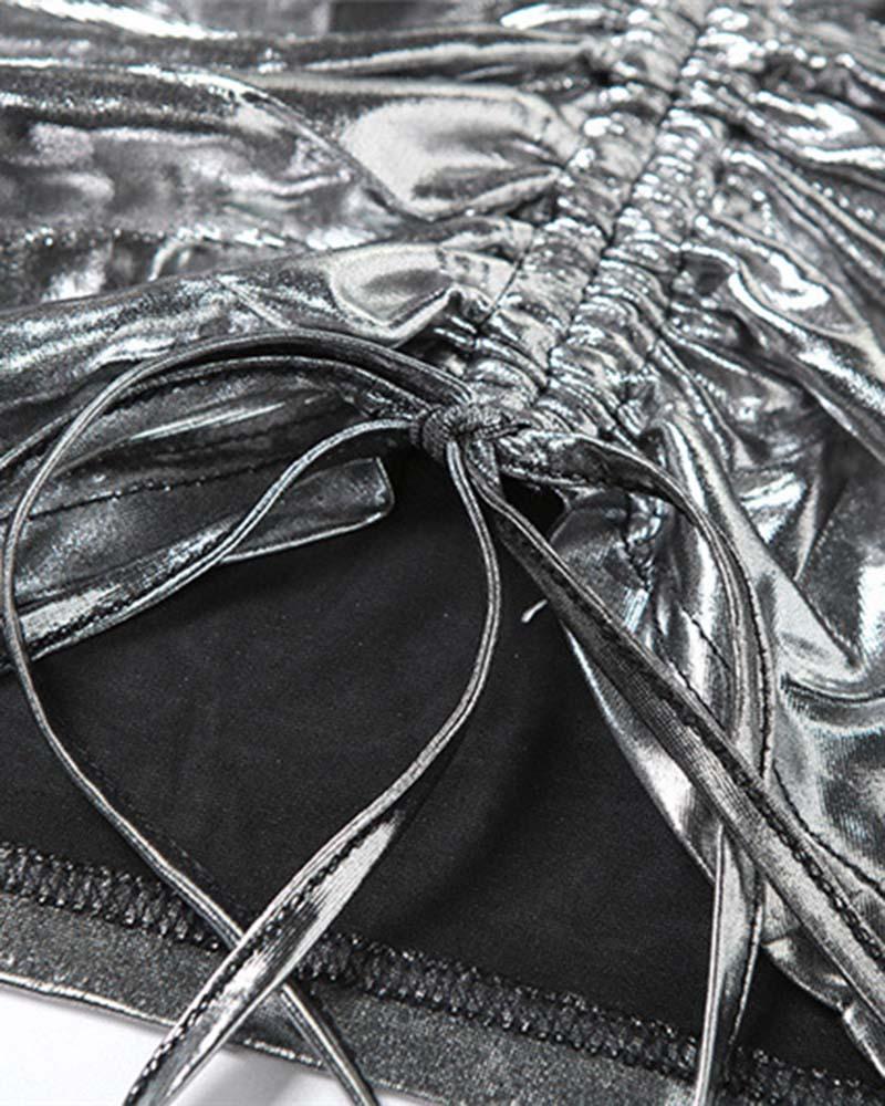 Short-Sleeve Dress with a Halter Neck