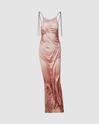 Satin Long-Sleeve Maxi Dress