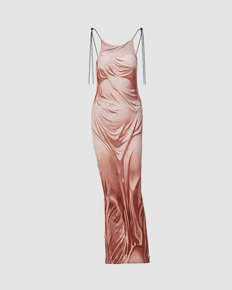Satin Long-Sleeve Maxi Dress