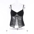 V-Neck Strappy Cropped Cami Top with Lace Details