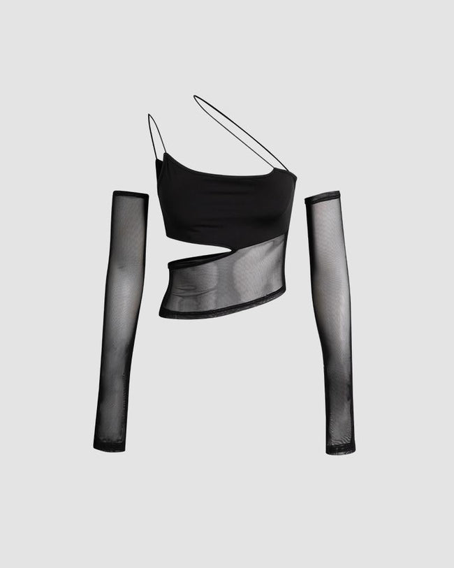 Strappy Asymmetric Mesh Cami Top Main image