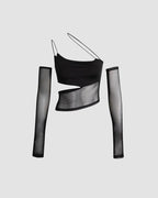 Strappy Asymmetric Mesh Cami Top