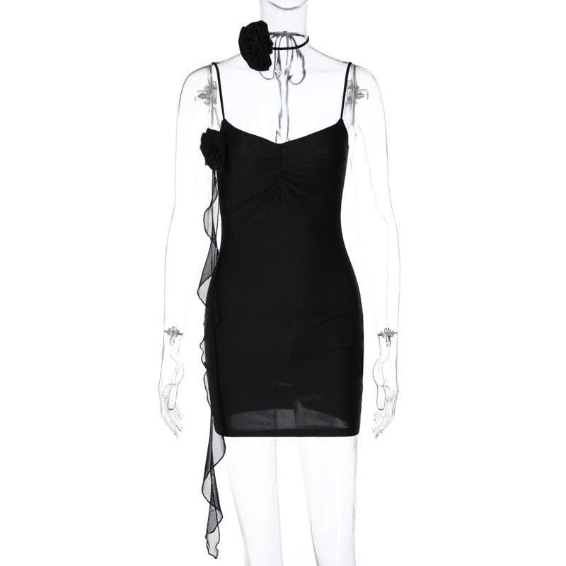 V-Neck Strappy Open-Back Mini Dress