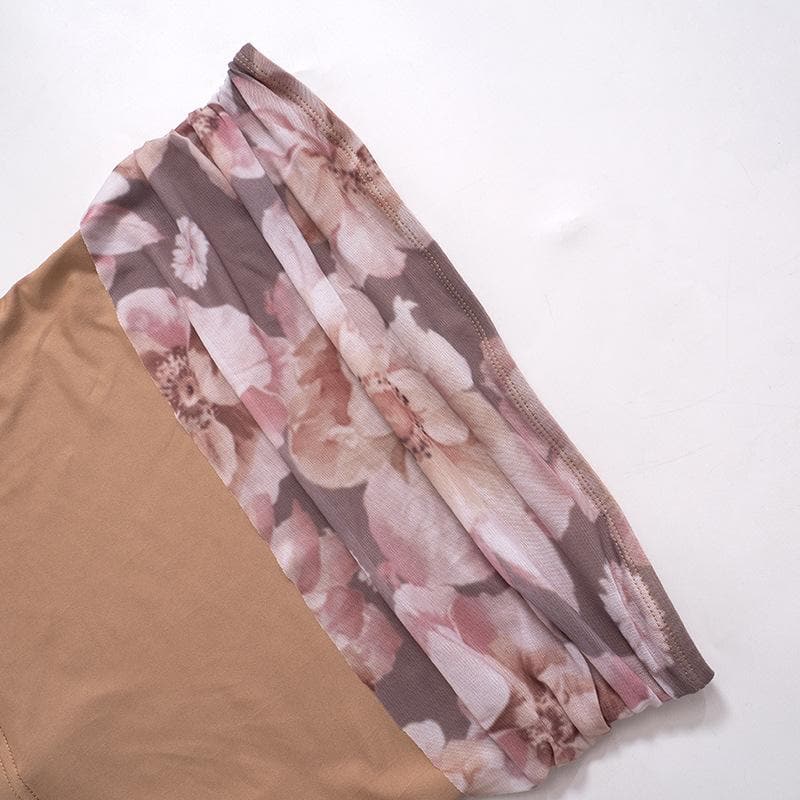 Floral Strapless Open-Back Top with Panel Details