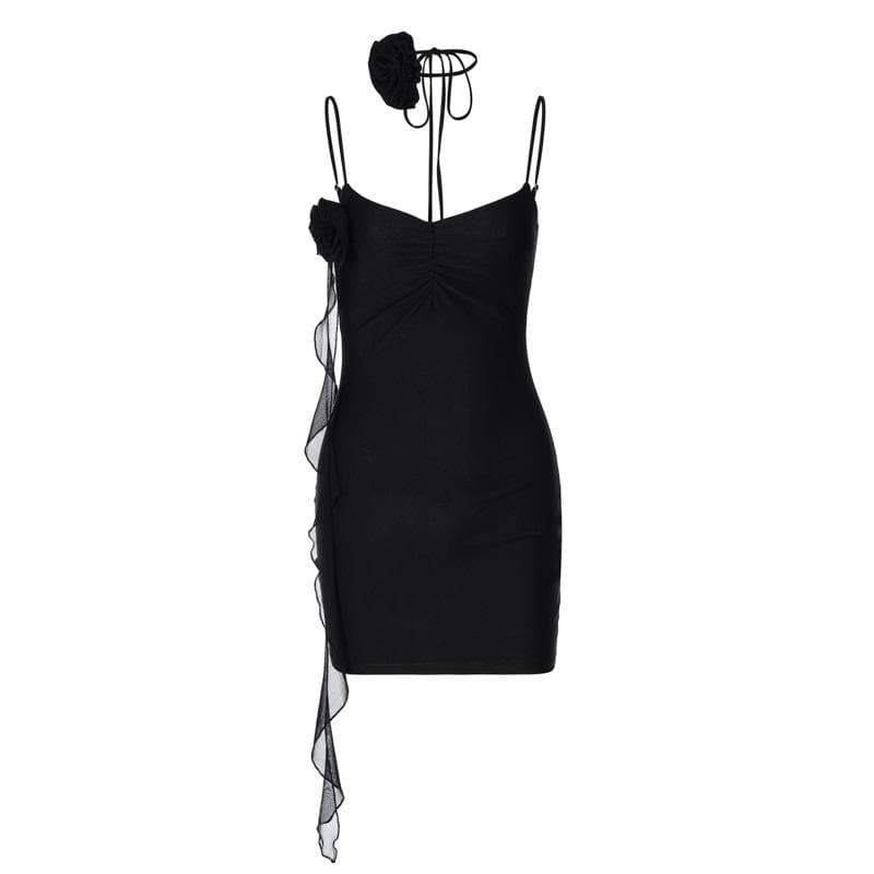 V-Neck Strappy Open-Back Mini Dress