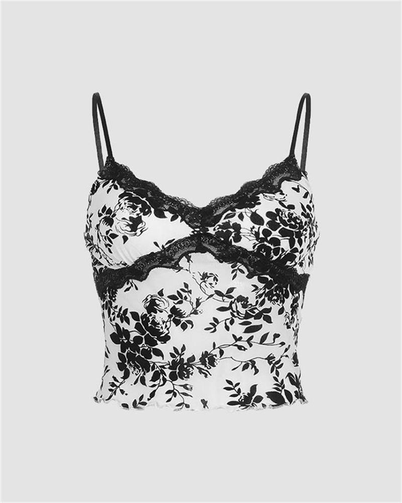 Floral Lace Strappy Cami Top