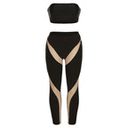 Strapless Contrast-Detail Sleeveless Co-Ord Set with an Open Back