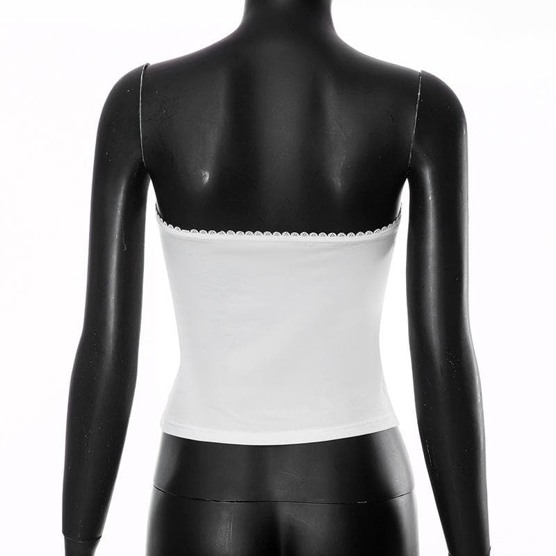 Lace Strapless Open-Back Top