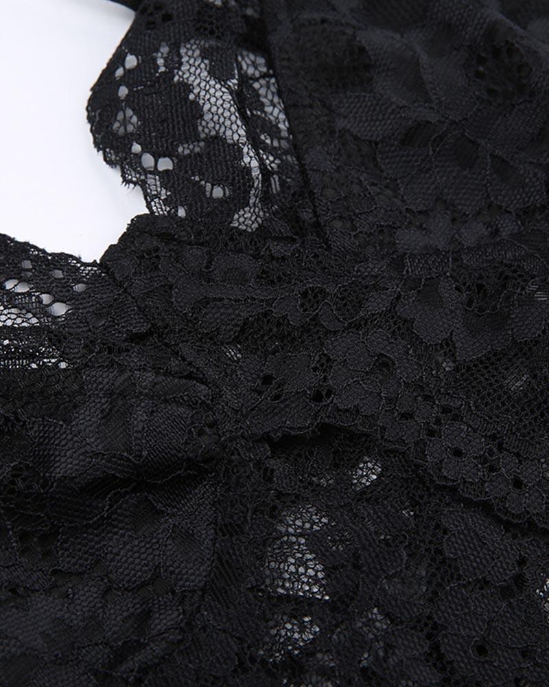 Lace Strappy Cami Top with a Split Detail