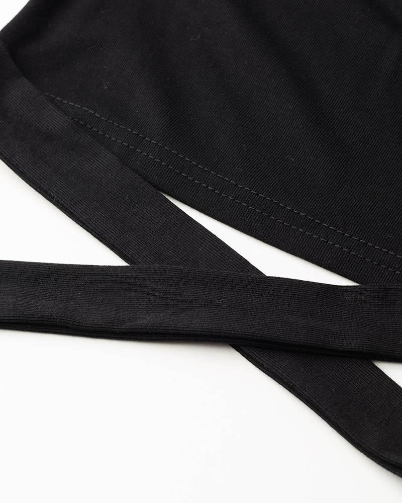 Cropped Wrap-Style Crop Top with Cutout Details